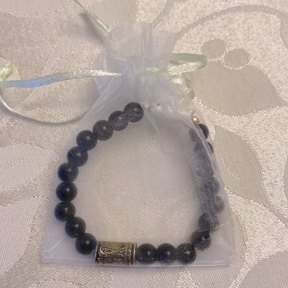 🌹Ceramic fish faux black pearls stackable 8mm bead bracelet  stretchy - Picture 7 of 8